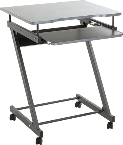 HAKU Möbel PC-Tisch mit Rollen - kompakt und flexibel - Computertisch mit ausziehbarer Tastaturebene und robustem Design. Ideal für kleine Räume, leicht zu bewegen dank Rollen und pflegeleicht durch Melaminharzbeschichtung.