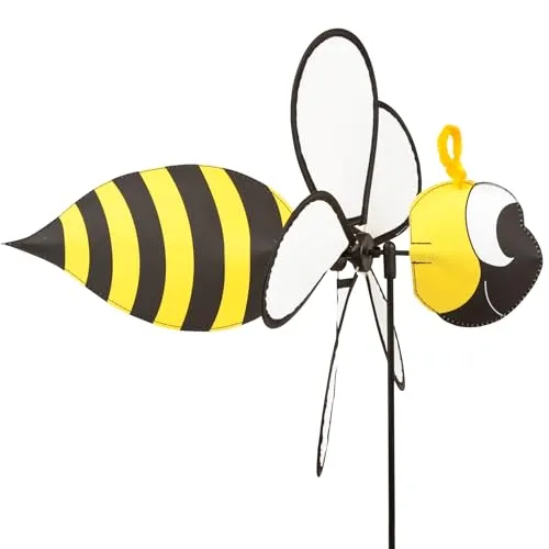 HQ Design Windspiration - Spin Critter Windspiel (Bee) - Fantasievolles Windspiel für Garten und Terrasse: UV-beständig, wetterfest und einfach aufzubauen. Genießen Sie die lebendige Bewegung und Farben im Freien mit diesem hochwertigen Windspiel.