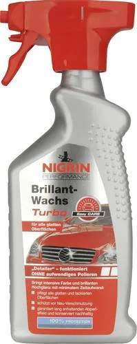 Nigrin Lackversiegelung 72975 Brillant-Wachs Turbo - Autopflege & Motorradpflege; Hochglänzende Wachsversiegelung für alle lackierten Oberflächen, schützt bis zu 4 Monate vor Schmutz und Insekten mit minimalem Zeitaufwand.