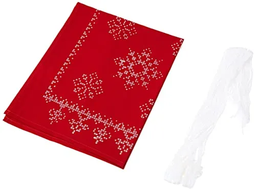 VERVACO Stickpackung Kreuzstich Set Vorgedruckt Tischläufer Festliches Rot Stickdecken Vorgezeichnet DIY Basteln Erwachsene Kreativ Stickläufer zum Selbersticken 30 x 105 cm Stickset Weihnachten