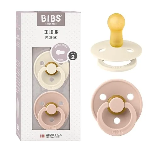 BIBS Colour Schnuller 2er-Pack, BPA-frei, Kirschform Nippel. Naturkautschuk/Latex, Hergestellt in Dänemark. Größe 2 | 6+ Monate | 2-Pack, Ivory/Blush