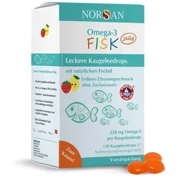 Norsan Omega-3 Fisk Jelly für Kinder - Leckere Dragees mit Erdbeer-Zitronengeschmack, ohne Zucker, unterstützt Gehirn und Immunfunktion