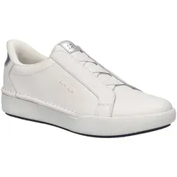 Josef Seibel Claire 33 Sneaker in Weiß-Silber - Elegante Damen Sneaker aus hochwertigem Kalbsleder, mit rutschfester Sohle und herausnehmbarer Innensohle für individuellen Komfort. Ideal für Alltag und Freizeit.