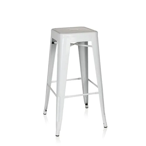 hjh OFFICE 645012 Barhocker VANTAGGIO HIGH - Stapelbarer Barhocker im modernen Industry-Design aus robustem Metall, ideal für Zuhause und Gastronomie, mit leicht zu reinigender Oberfläche und Bodengleitern für stabilen Stand.