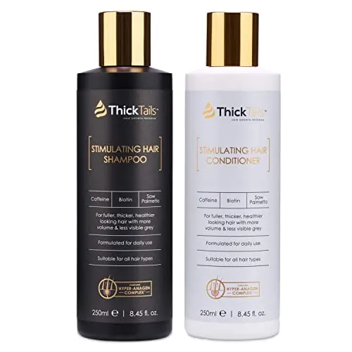 ThickTails Haarwachstum Shampoo & Conditioner für Frauen – Biotin & Koffein Set bei dünnem Haar – Unterstützt volleres, kräftiger aussehendes Haar – Sulfatfrei, parabenfrei & pflegend