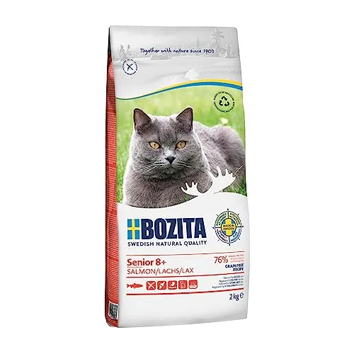 Bozita Cat Senior 8+ Grain free Salmon - 2kg - Alleinfuttermittel für ältere Katzen, getreidefrei mit schmackhaftem Lachs für eine gesunde Ernährung und Vitalität.