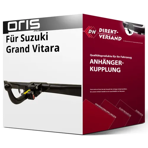 ORIS Abnehmbare Anhängekupplung für Suzuki Grand Vitara - Anhängerkupplung von Oris, abnehmbar und ohne Eintragung in Fahrzeugpapiere, ideal für Suzuki Grand Vitara (09.2005-07.2010), Anhängelast bis 2000 kg.
