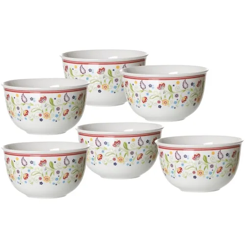 Ritzenhoff & Breker Müslischale Doppio Shanti, 6-tlg. Set - Müslischalen aus hitzebeständigem Porzellan mit klassischem Paisley-Blüten-Dekor, ideal für 6 Personen und spülmaschinengeeignet.