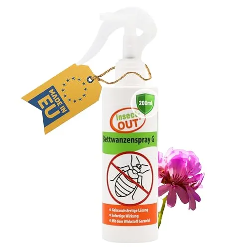 Bettwanzen Spray G - Insect-OUT 200ml - Bettwanzen Bekämpfung für Matratzen, Betten, Wohnung - Anti Bed Bug Spray für einfache Anwendung - Bettwanzenspray mit Geraniol - Alternative zu Bettwanzenfalle