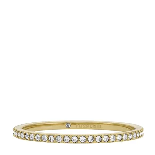 FOSSIL Damenring All Stacked Up - Eleganter Edelstahlring in Gold - Ringe für Damen, aus rostfreiem Stahl, poliert und in verschiedenen Größen erhältlich, ideal für jeden Anlass.