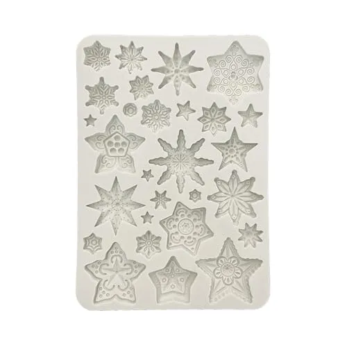 Stamperia - Silicone Mould A5 for Scrapbooking, Albums, Bullet Journals and More, Stars, Non-Stick, Suitable for Air-Dry Clay and More, Perfect for Crafts and Gifting (Gear up for Christmas)