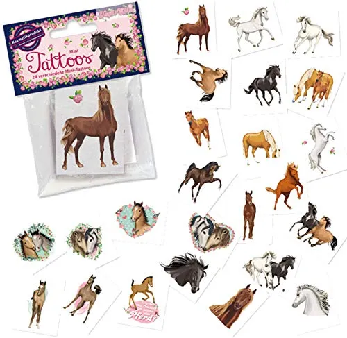 Tattoos * Pferde * als Mitgebsel und Spiel für Kinder | 47320 | Tapirella Pony Fohlen Sticker Tattoo Kindertattoo Kindergeburtstag Geburtstag 24