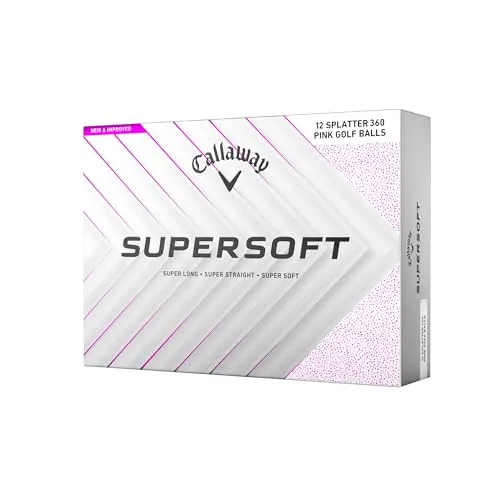 Callaway Supersoft 2025 Golfbälle 12 Stück Pink Splatter - Hochwertige Golfbälle mit einzigartigem Pink Splatter Design, ideal für präzises Spiel und hohe Sichtbarkeit auf dem Platz.