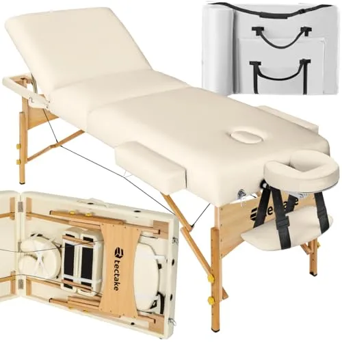 tectake Massageliege 3 Zonen - Klappbar und Höhenverstellbar - Massageliege für maximale Flexibilität und Komfort, ideal für Kosmetikstudios oder mobile Anwendungen. Mit 7,5 cm Polsterung und Tragetasche für einfachen Transport.