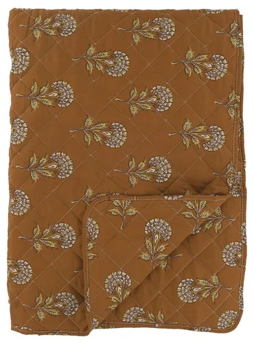 Chic Antique Tagesdecke - Blumen Quilt in Terracotta 180x130cm - Tagesdecken aus Baumwolle und Polyester, ideal für ein gemütliches Ambiente und perfekten Kuschelkomfort.