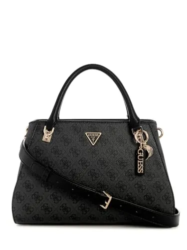 Guess Noelle II Luxury Satchel - Stilvolle Henkeltasche in Coal - Handtasche mit modernem Design, vielseitig tragbar als Umhängetasche oder klassisch. Praktische Fächer für optimale Organisation und Platz für Essentials.