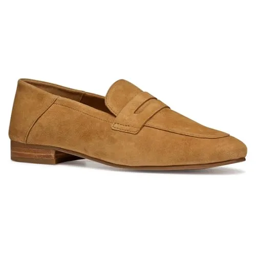 Geox Damen D MANTINEA A Loafer - Cognac, 39 EU - Slipper & Mokassins für Damen, schnell an- und auszuziehen, perfekt für städtische Unternehmungen und mit stilvoller quadratischer Schuhspitze.