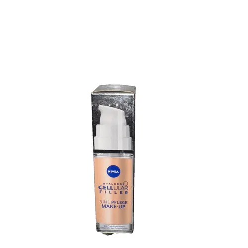 NIVEA Hyaluron CELLULAR Filler 3in1 Pflege Make-up 03 dunkel 30 ml - Make-up für Frauen, das feine Linien und Rötungen mildert. Mit Hyaluronsäure für eine optimale Farbkorrektur und ein strahlendes Hautbild.