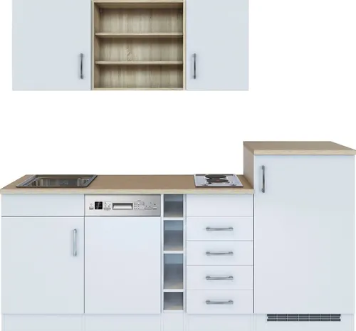 KOCHSTATION Küche KS-Mali, 210 cm mit E-Geräten - Küchenzeilen mit viel Stauraum und hochwertigen E-Geräten, ideal für effizientes Kochen und platzsparendes Verstauen.