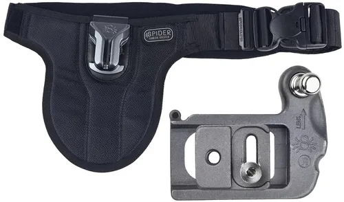 Spider Holster - SpiderPro Mirrorless Single Camera System v2 - Kamera- & Camcordergurte mit schnellem Zugriff und selbstverriegelndem Design, ideal für professionelle Fotografen, die schwere Ausrüstung tragen.