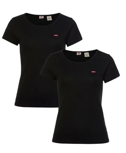 LEVI'S Damen T-Shirt "Mini-Logo", Gr. XS, schwarz - Stylisches Damen T-Shirt von LEVI'S mit kleiner Markenlogo-Stickerei auf der Brust. Figurbetonte Passform aus 100% Baumwolle, ideal für den Alltag.