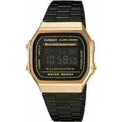 Casio Unisex Erwachsene Armbanduhr Digital Quarz Edelstahl A168WEGB-1BEF - Robuste Dornschließe, stilvolles Design für jeden Anlass