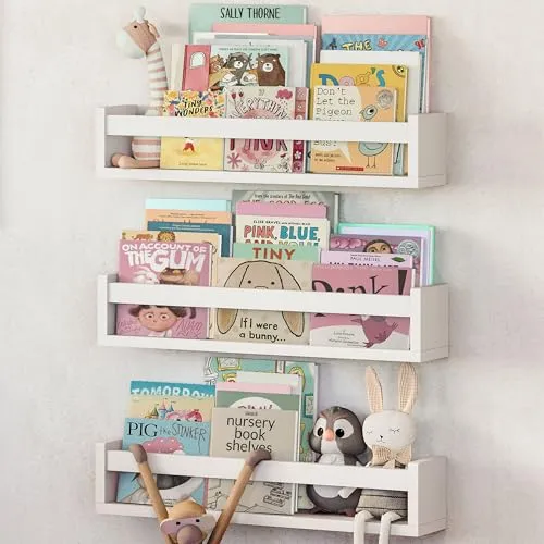 NATURE SUPPLIES Bücherregal Kinder, 3er-Set - Bastelholz: Hochwertige Montessori Regale aus natürlichem Holz für perfekte Ordnung im Kinderzimmer. Einfach anzubringen und robust für den Alltag.