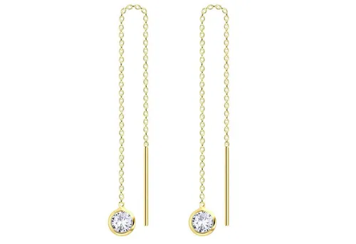 LÖB Paar Ohrhänger 925 Silber Gold Durchzieher Zirkonia Tropfen Anhänger Ohrringe Rund (Geschenke für Frauen Beste Freundin Mutter Mama Damen zum Geburtstag Weihnachten Weihnachtsgeschenke, Inkl. Schmuckbox), Damen Ohrhänger Hängend zum Durchziehen Glitzer Stein Einfädler