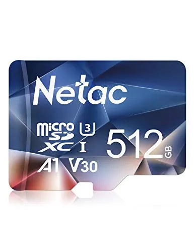 Netac 512GB Micro SD Karte - Hochgeschwindigkeit für vielseitige Anwendungen - Leistungsstarke 512GB Speicherkarte mit bis zu 100 MB/s Lesegeschwindigkeit. Ideal für 4K-Videos und Fotos, kompatibel mit Kameras, Smartphones und mehr. Robuste Bauweise für zuverlässigen Einsatz.