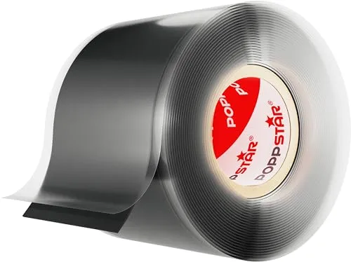 POPPSTAR selbstverschweißendes Silikonband, 3m x 38mm, Isolierband und Dichtungsband (Wasser, Luft), schwarz, 1 Rolle