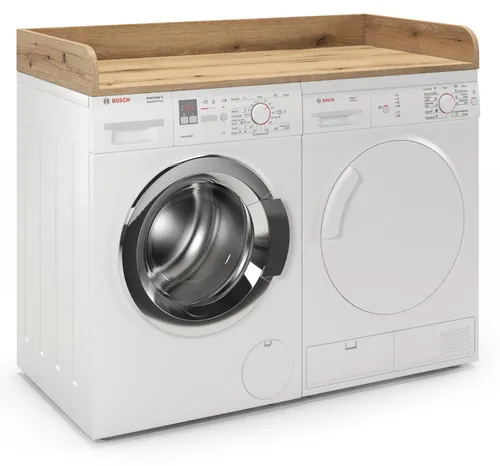regalik Arbeitsplatte für Waschmaschine und Trockner 12x120x60 cm – Praktische Ablage in Eiche Evoke - Nutzen Sie den Platz über Ihrer Waschmaschine und Ihrem Trockner optimal: Diese stabile Arbeitsplatte bietet zusätzliche Ablagefläche und besticht durch ihr modernes Eiche Evoke-Dekor. Mit erhöhten Kanten für mehr Sicherheit und Ordnung im Waschraum.