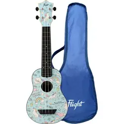Flight TUS40 Unicorn Travel Sopran Ukulele - Sonstige Zupfinstrumente, ideal für Reisen mit einzigartigem Einhorn-Design und inklusive Gigbag für optimalen Schutz.