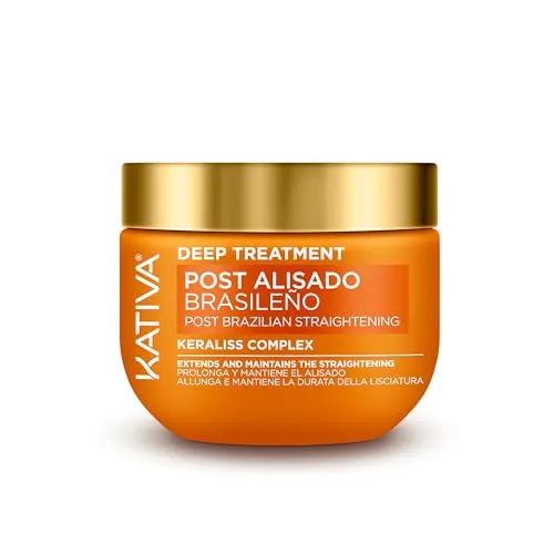 KATIVA Brasilianisches Deep Treatment Haarglättung, nährt und feuchtigkeitsspendend, Antifrizz-Effekt, 300 ml, nährt und befeuchtet geglättetes Haar tief, macht es weicher und außergewöhnlicher Glanz