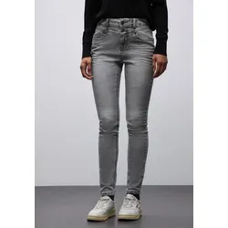 Street One Slim Fit Jeans mid Grey Washed 26 - Stylische High Waist Jeans mit Slim Legs in grauer Waschung. Ideal für trendbewusste Outfits. Perfekte Passform mit 5-Pocket-Design und vielseitig kombinierbar.