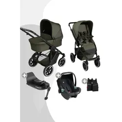 ABC Design Salsa 5 Air Kombikinderwagen mit Isofix Base Root – Pine - Vielseitiger Kombikinderwagen inkl. Tragewanne und Babyschale, ideal für Stadt und Natur. Mit großen Lufträdern und integrierter Federung für optimalen Komfort und einfache Handhabung.