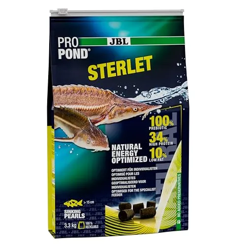 JBL PROPOND Sterlet 3,3kg (6 L) | Ganzjahresfutter Perlen für Störe | Tubifex & Grünlippmuschel als natürliche Nährstoffquelle | Artgerechte Ernährung | Sinkend | ab 10 °C