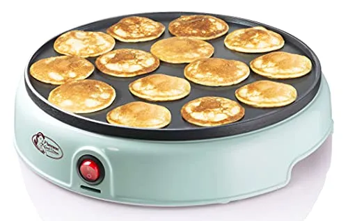 Bestron Poffertjes Maker im Retro Design - Waffeleisen für Mini Pfannkuchen, mit Antihaftbeschichtung und Schnellheizelement für perfekte Poffertjes - ideal für Frühstück und Kindergeburtstage.