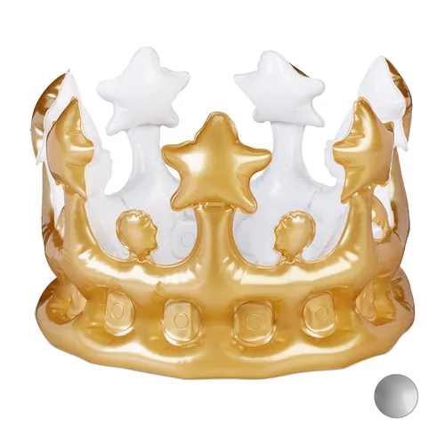 Aufblasbare Krone gold Kostümzubehör Fasching Königskrone Spaßkrone Festival 2 x