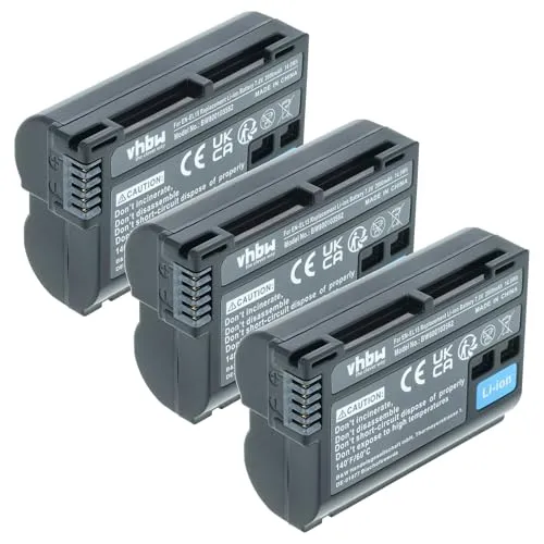 vhbw 3X Akku kompatibel mit Nikon D800, D7000, D800E, D810, D7200, D750, D500, D7500, D8000, D780 Kamera (2000 mAh, 7 V, Li-Ion), Infochip