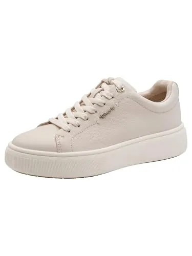 Tamaris Damen Sneaker Low Leder, Beige, 36 EU - Urbaner Style - Moderner Low-Sneaker mit metallischem Glanz und markanter Seitennaht. Bietet eine bequeme Passform und optimale Bewegungsfreiheit – ideal für Stadtbummel und Freizeit.