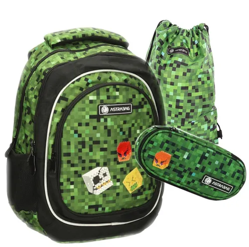 COIL Schulrucksack Pixel Spiel 1-3 - Vielseitiger 3-in-1 Rucksack für die Schule mit 20 Litern Kapazität. Wasserdichtes Material und reflektierende Elemente sorgen für Sicherheit. Inklusive praktischem Federmäppchen mit doppeltem Organizer.