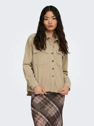 ONLY Cordjacke ONLAMAZING L/S CORD SHACKET PNT beige XS (34) - Modische Cordjacke aus 100% Baumwolle, ideal für den Alltag. Pflegeleicht und mit abgerundetem Saum, perfekt für einen lässigen Look.