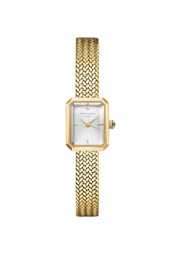 Rosefield Mini Octagon Gold Uhr für Damen - Armbanduhren für Damen, wasserdicht bis 3 ATM und ideal für den Alltag. Klassisches Design trifft moderne Akzente für entspannten Luxus.