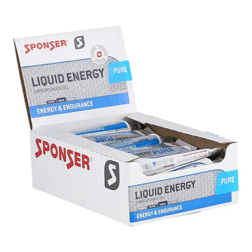 Sponser Energy Liquid Pure 18x70g Box - Energie-Gel mit hochkonzentrierter flüssiger Energie, ideal für Ausdauersportler. Bietet 210 kcal pro Tube für langanhaltende Leistung und unterstützt die Muskelfunktion durch Kalium.