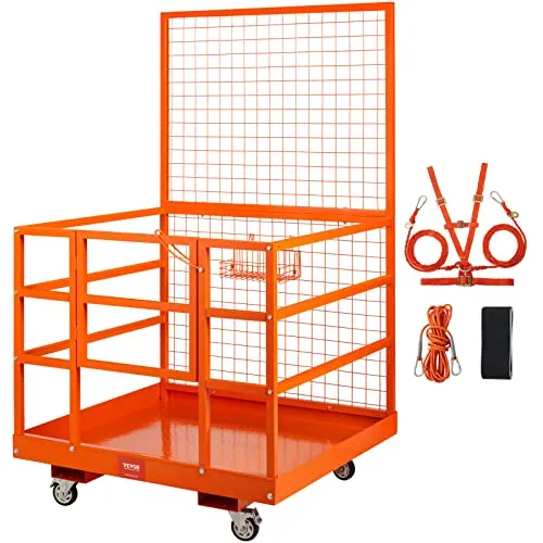 VEVOR Arbeitsbühne Stapler 635kg - Hochbelastbarer Sicherheitskorb für Höhenarbeiten - Gabelstapler Arbeitsbühne mit 635 kg Tragfähigkeit. Ideal für 1-2 Personen, bietet maximale Sicherheit und Stabilität durch rutschfeste Designs und robuste Konstruktion.