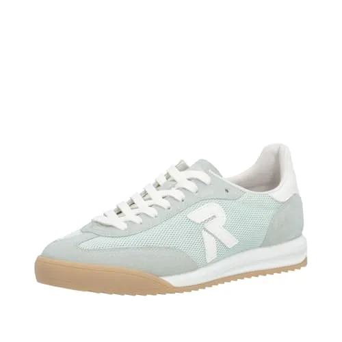 Rieker Damen-Sneaker Mint-Grün-Grau, Größe 39 - Leichter Damen Sneaker aus atmungsaktivem Mesh und Veloursleder. Ideal für den Alltag mit herausnehmbarer MemoSoft Decksohle und flacher Gummisohle. Perfekt für einen komfortablen Look das ganze Jahr über.