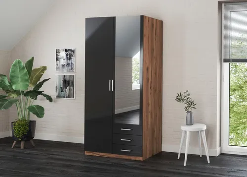 priess Kleiderschrank Amsterdam mit LED-Beleuchtung - Moderner Kleiderschrank in verschiedenen Größen, optional mit effektvoller blauer LED-Beleuchtung und praktischem Innendesign für optimalen Stauraum.