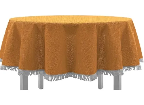 EXKLUSIV HEIMTEXTIL Gartentischdecke mit Fransen - 150x210 cm oval in Orange - Outdoor-Tischdecken, wetterfest und strapazierfähig, ideal für Gartenpartys und picknicks, abwischbar und in verschiedenen Farben und Größen erhältlich.