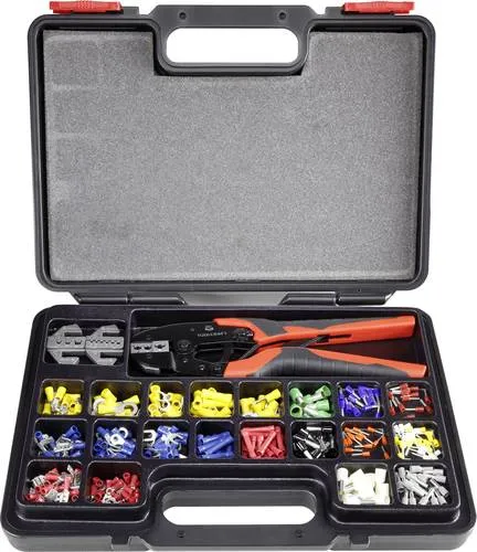 Toolcraft PZ-507 1365635 Crimpzangen-Set 439teilig Kabelschuhe, Flachstecker, Flachsteckhülsen, STO