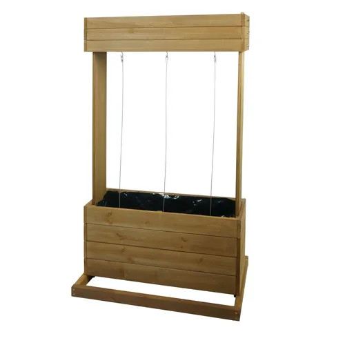 Hochbeet HWC-L72 mit Rankhilfe und Blumenkästen - Hochbeet aus FSC-zertifiziertem Tannenholz, ideal für Gartenliebhaber. Mit zwei Pflanzkästen und stabilen Rankseilen für eine optimale Pflanzenentwicklung.